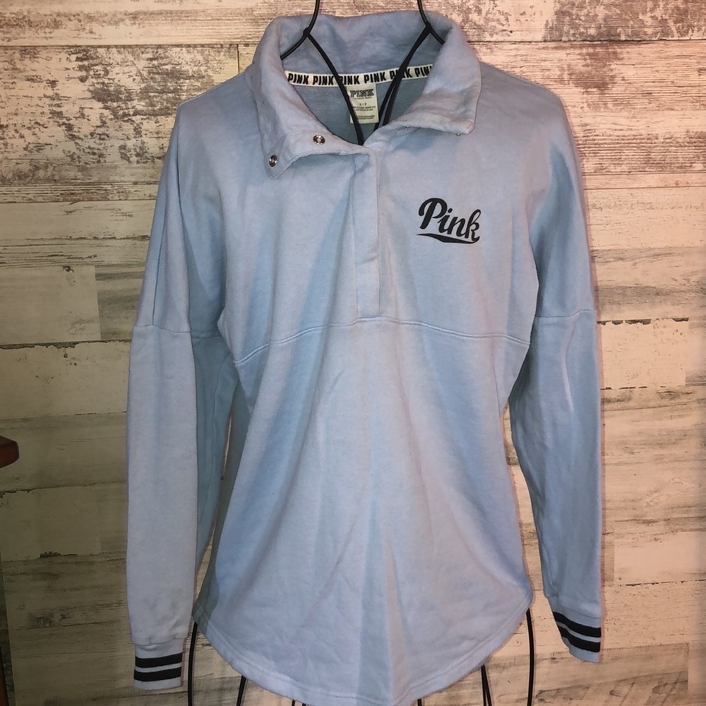 PINK Victoria's Secret quarter button up Blue/black Size small sweatshirt PINK‌